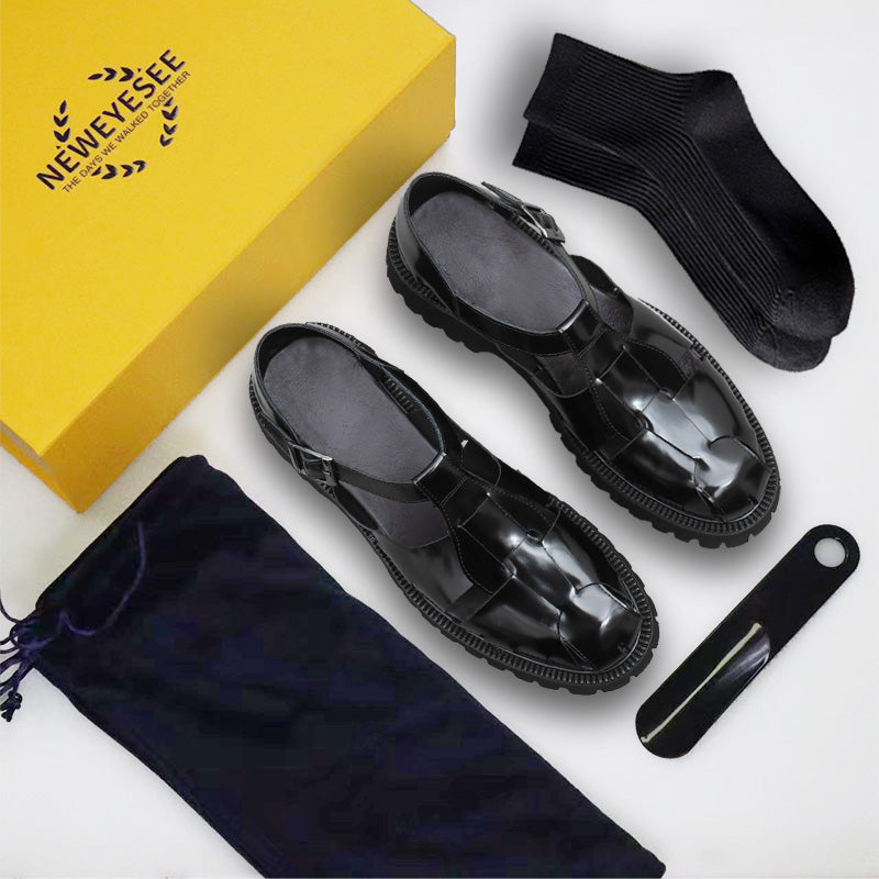 Calfskin Sandals Men Leather Shoes Roman Sandals