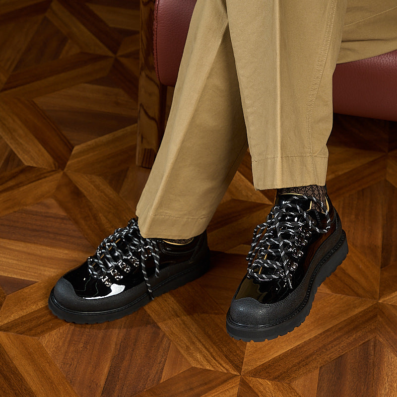 Urban Workwear Shoes: Contrast Suede Design & Rugged Lace Detailing