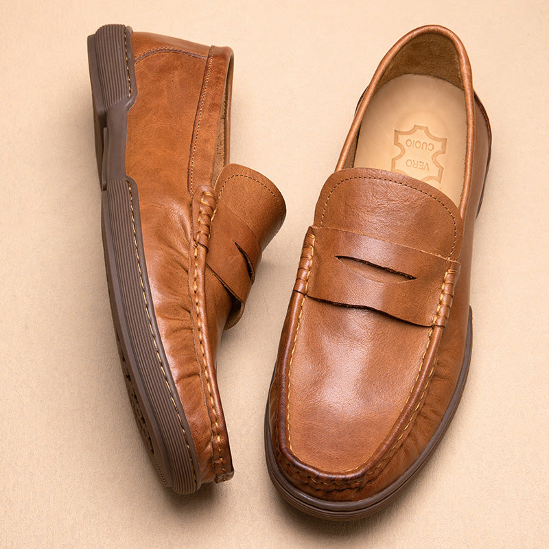 Calf Leather Loafers Classic Slip-On Loafer Breathable and Slip-Resistant