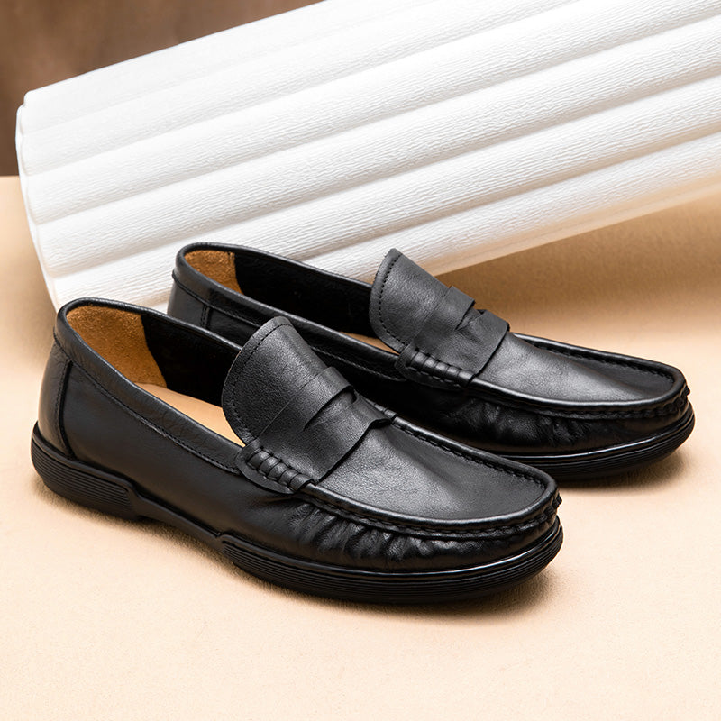 Calf Leather Loafers Classic Slip-On Loafer Breathable and Slip-Resistant