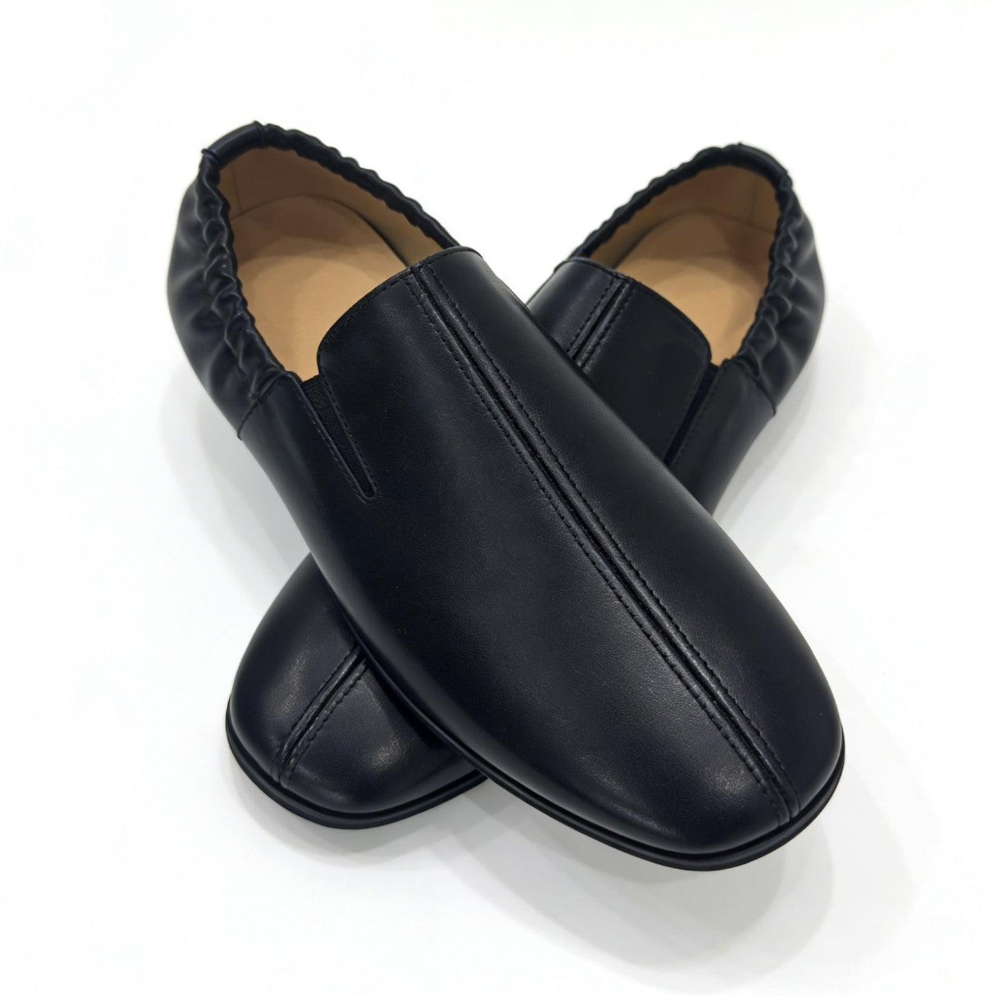 Men's Slip-On Dress Shoes with Distinctive Folded Collar Design