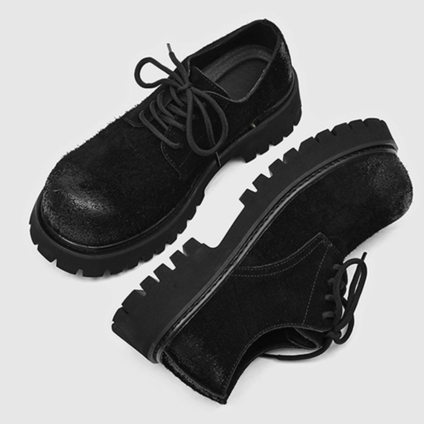 Men's Derby Shoes Retro-Textured Chunky Sole with Distressed Finish