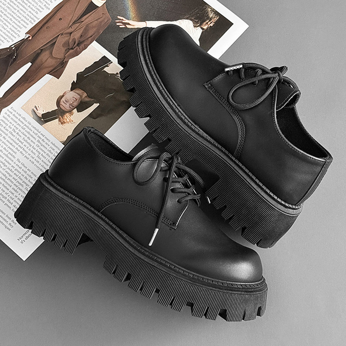 Men's Artistic Derby Shoes | with Chunky Lug Sole & Brushstroke Detail