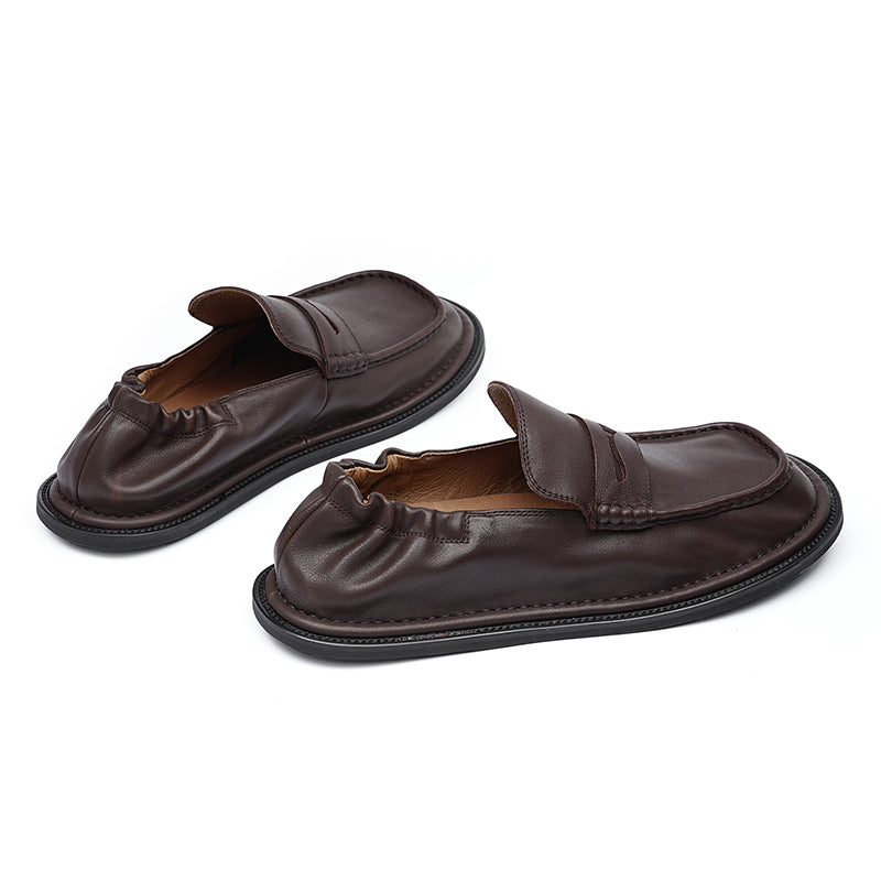 Men's Loafers - Double-Stitched Straps & Flex Heel Comfort