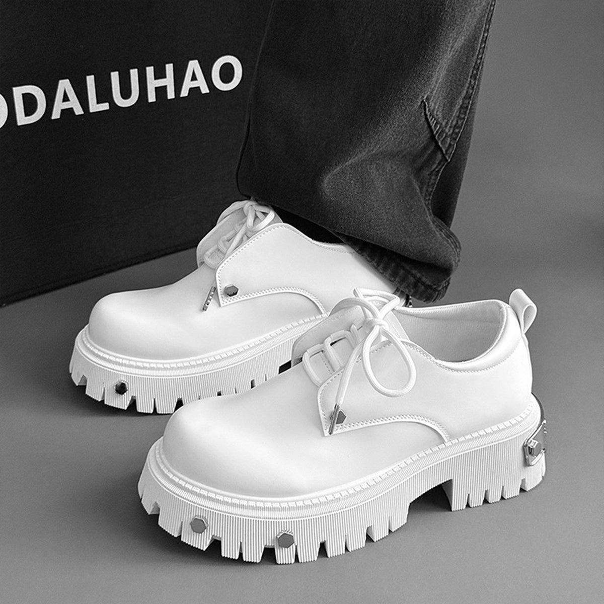 Men's Chunky Platform Derby Shoes | with Metallic Studs