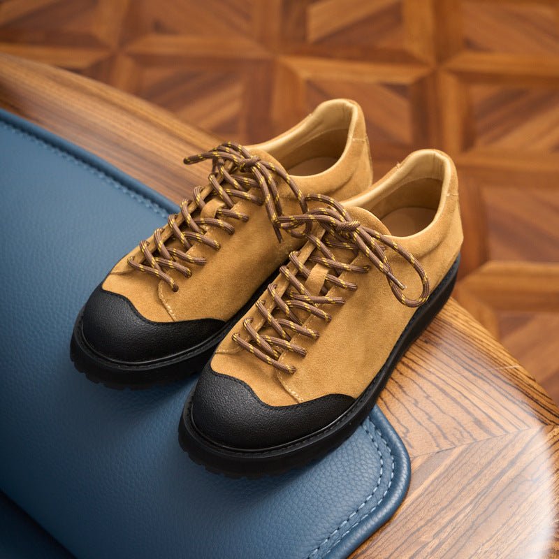 Urban Workwear Shoes: Contrast Suede Design & Rugged Lace Detailing