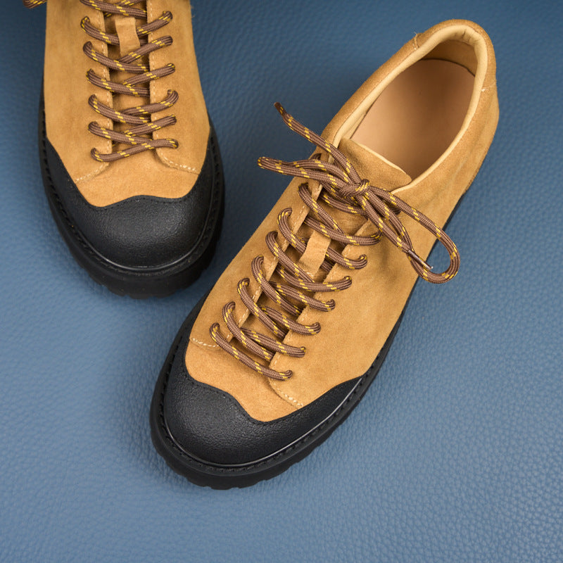 Urban Workwear Shoes: Contrast Suede Design & Rugged Lace Detailing