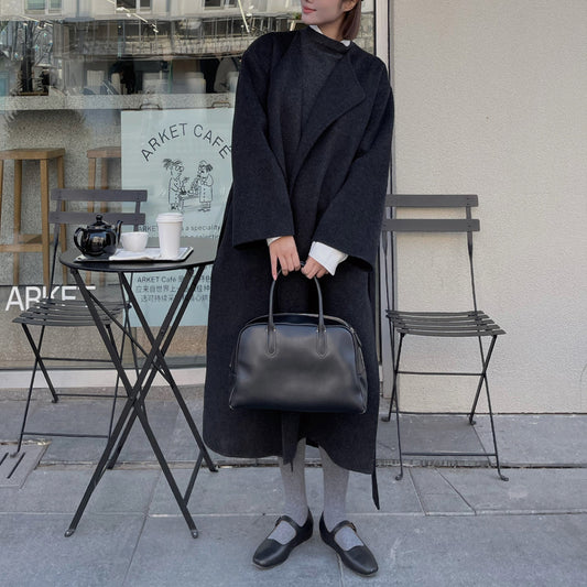 Classic Women's Mary Jane Flats with Polished Metal Buckle and Rounded Toe