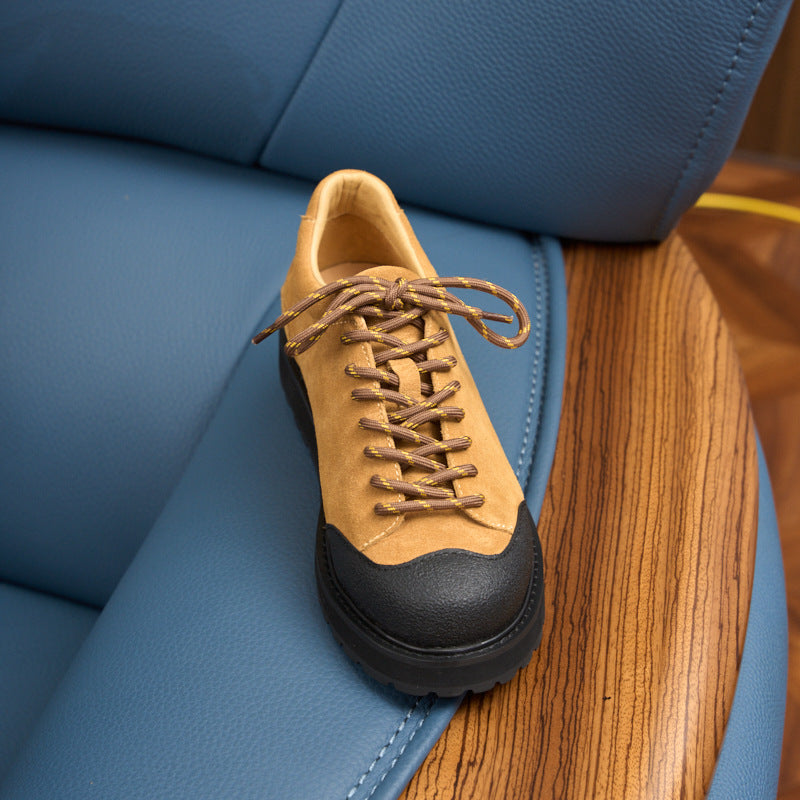 Urban Workwear Shoes: Contrast Suede Design & Rugged Lace Detailing