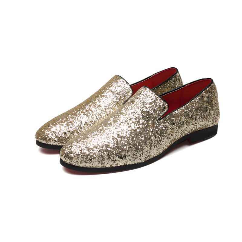 Men's Glitter Loafers Dazzling Slip-On Dress Shoes