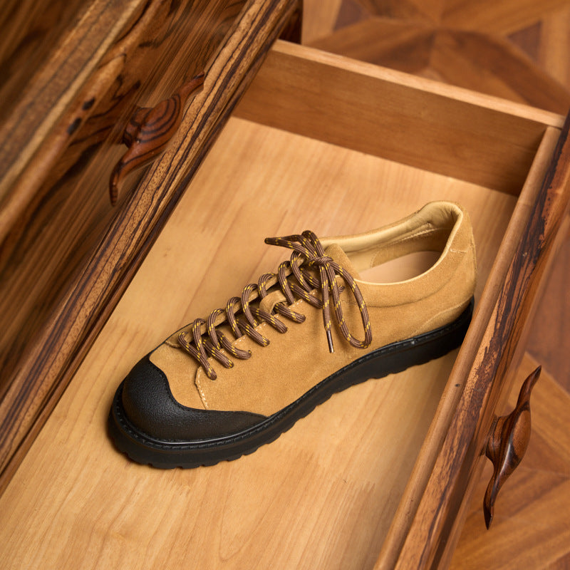 Urban Workwear Shoes: Contrast Suede Design & Rugged Lace Detailing