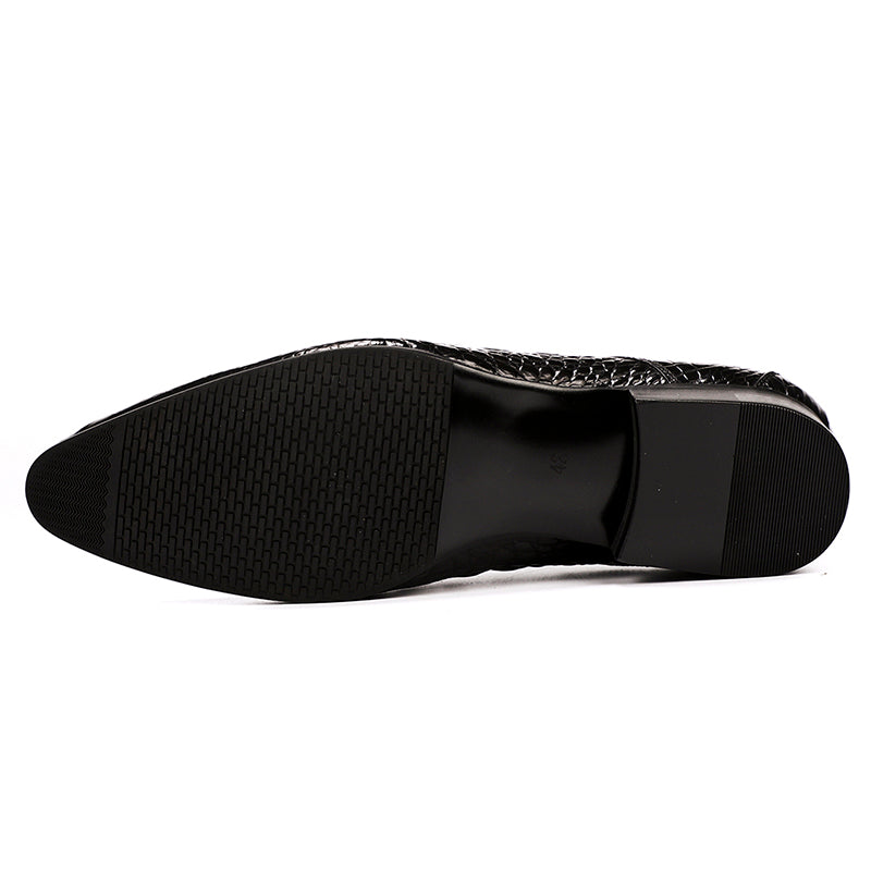 Men's Derby Crocodile-Textured Leather Shoes
