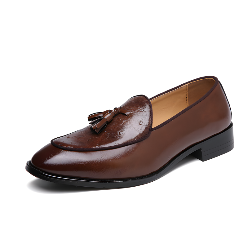 Men’s Tassel Loafers Ostrich-Embossed
