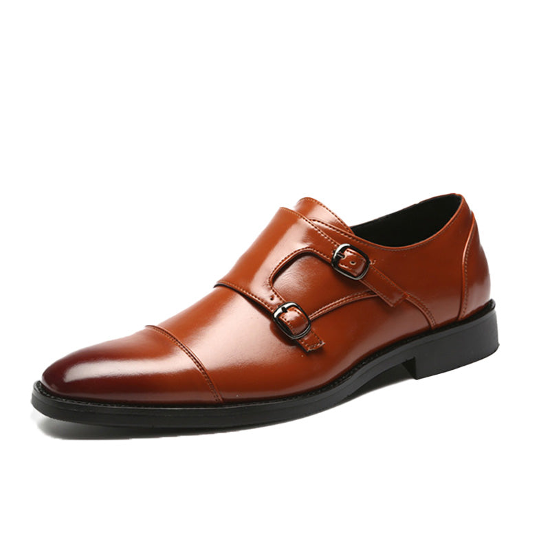 Men's Formal Monk Strap Dress Shoes with Dual Metal Buckles