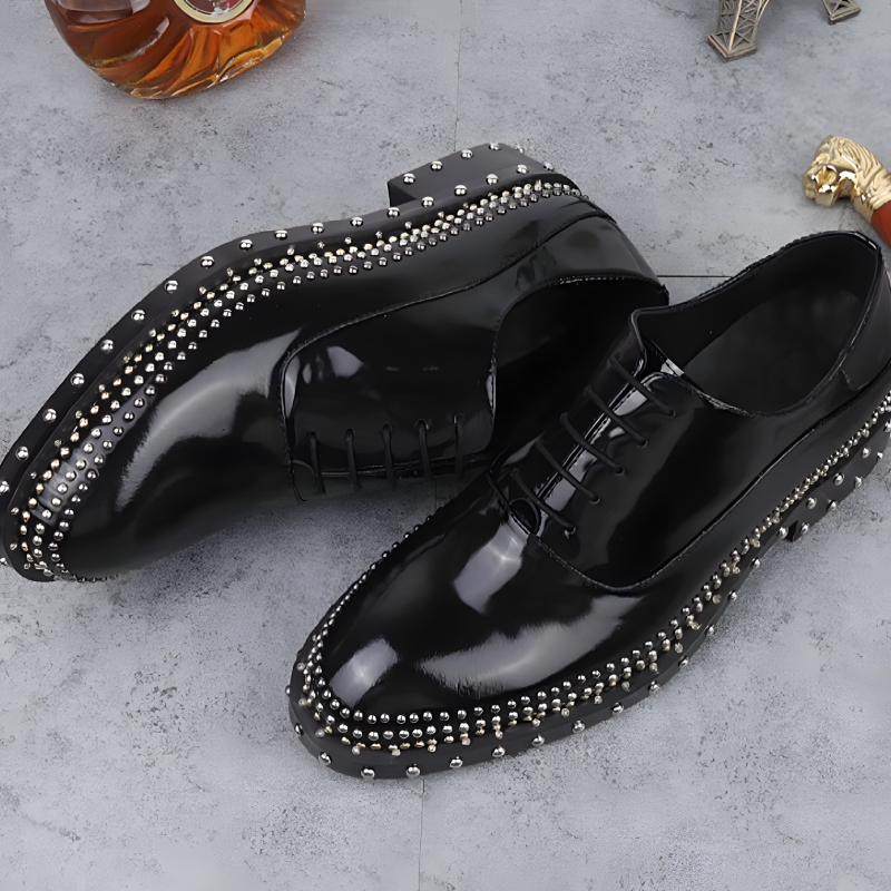 Men's Oxford Shoes Patent Leather Studded Rock-Style