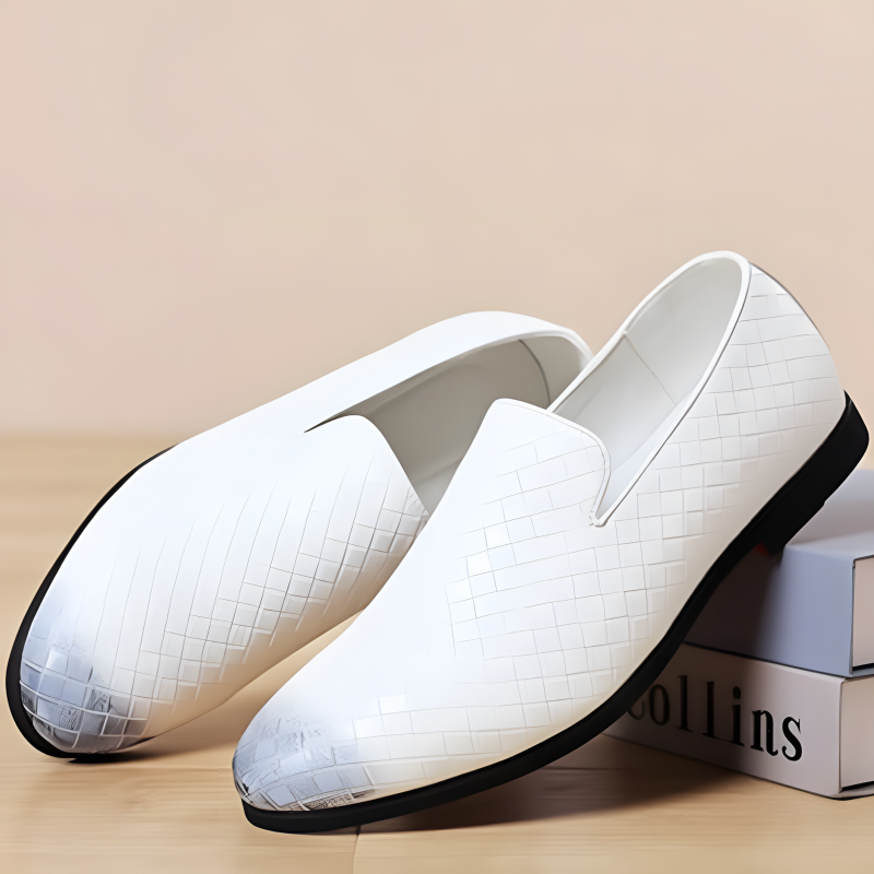 Men’s Loafers Woven Leather Slip-On Shoes