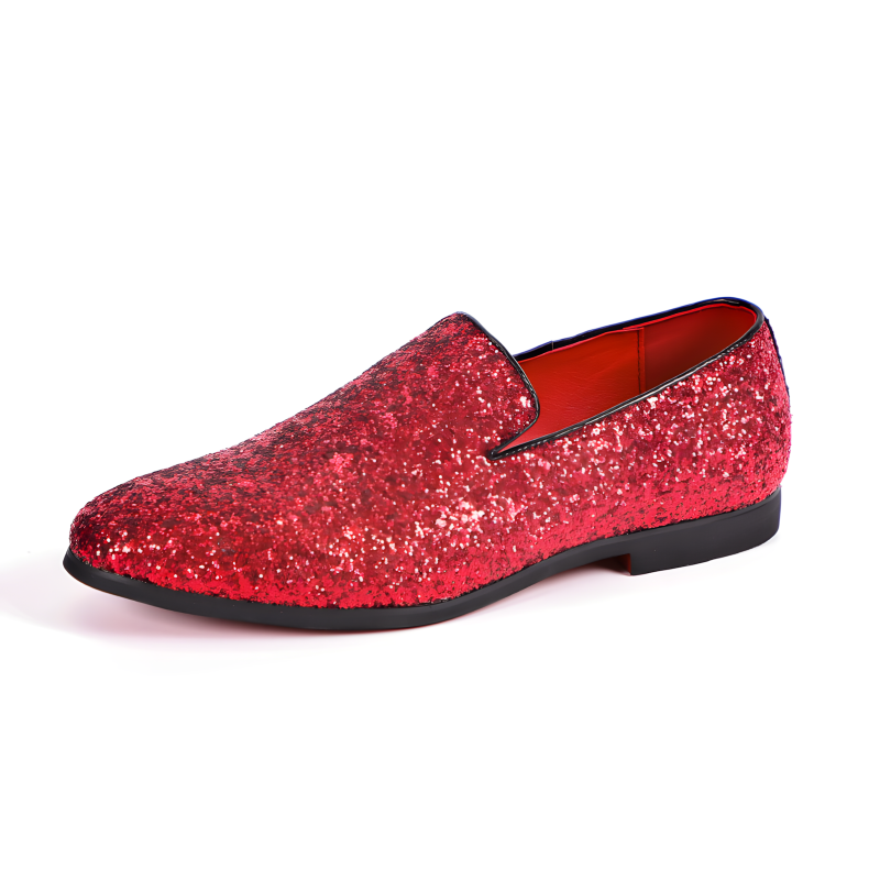 Men's Glitter Loafers Dazzling Slip-On Dress Shoes