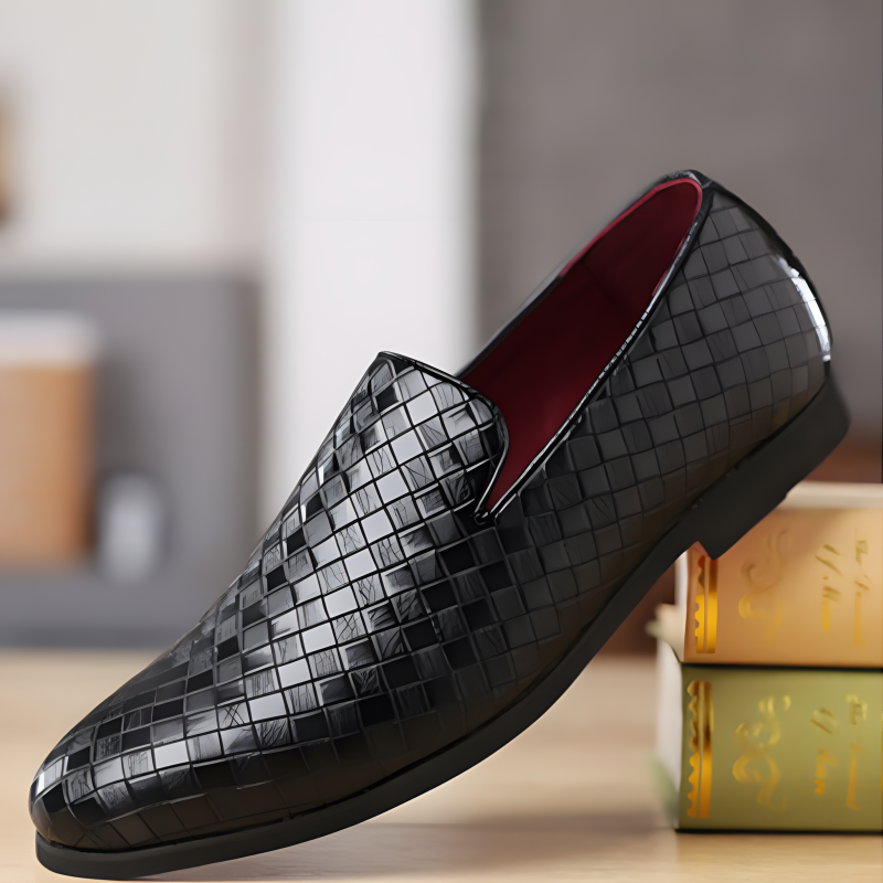 Men’s Loafers Woven Leather Slip-On Shoes
