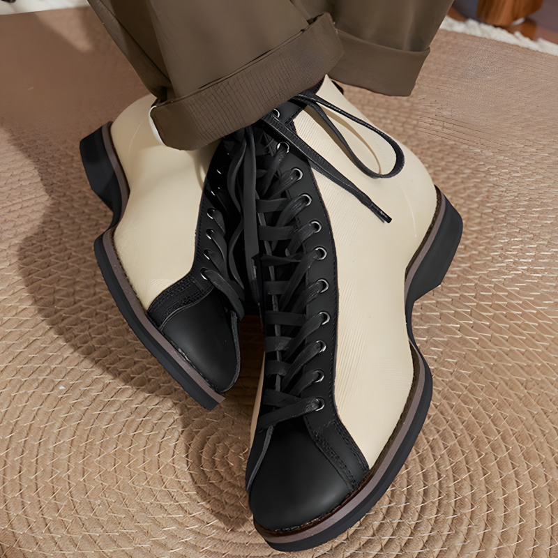 Vintage Canvas & Leather High-Top Boots