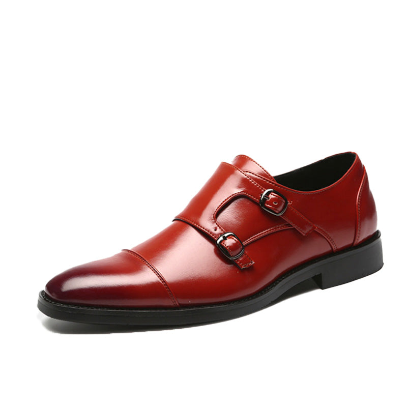 Men's Formal Monk Strap Dress Shoes with Dual Metal Buckles