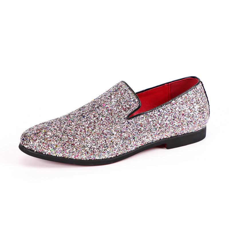 Men's Glitter Loafers Dazzling Slip-On Dress Shoes