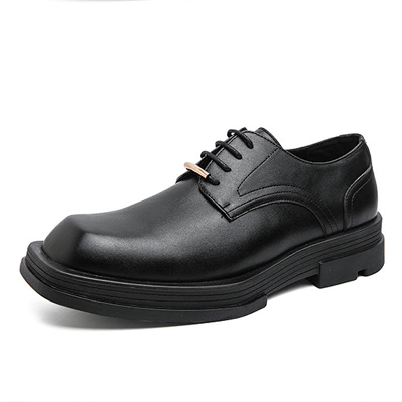 Contemporary Square-Toe Men's Derbys Shoes: Refined Metal Detailing & Modern Silhouette