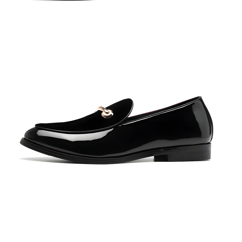 Men’s Patent Leather & Velvet Horsebit Loafers