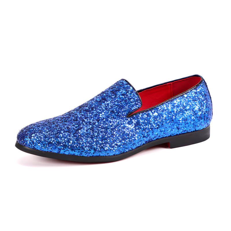 Men's Glitter Loafers Dazzling Slip-On Dress Shoes