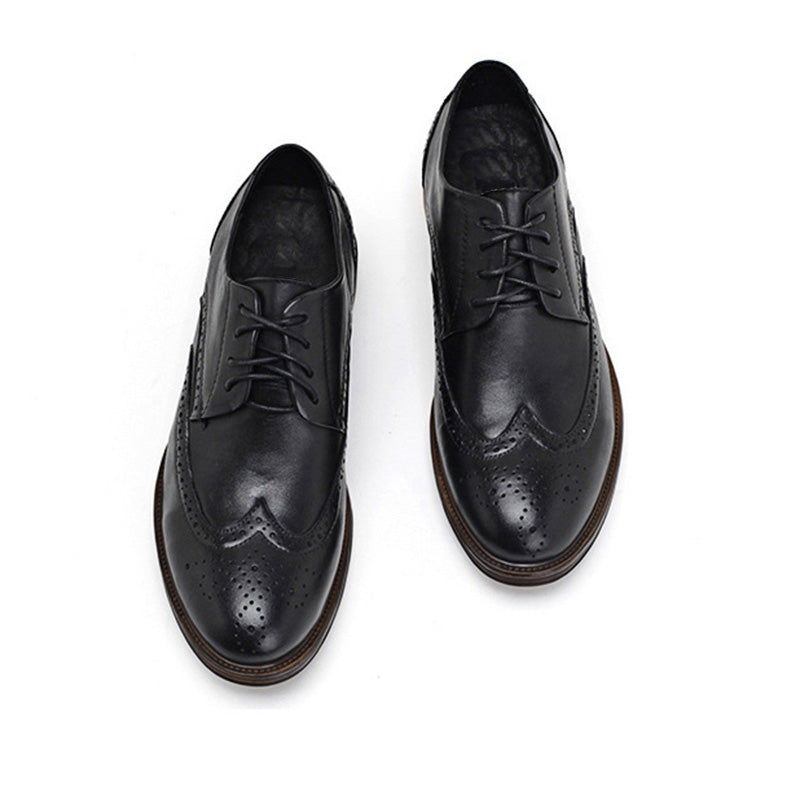 Men's Artistic Brogue Derby Shoes: Elaborate Carvings & Sophisticated Stitching
