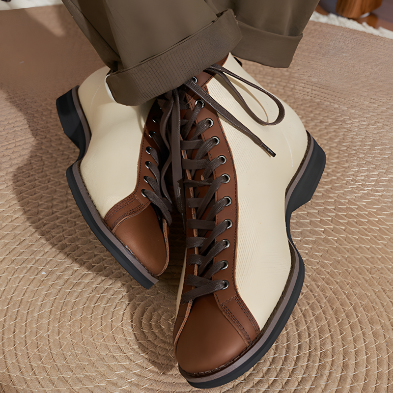 Vintage Canvas & Leather High-Top Boots