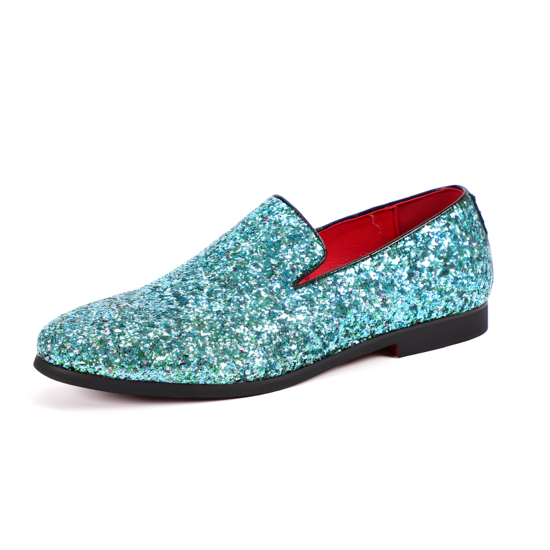 Men's Glitter Loafers Dazzling Slip-On Dress Shoes
