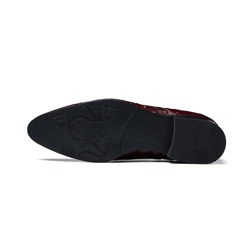 Men’s Ostrich-Patterned Leather Loafers
