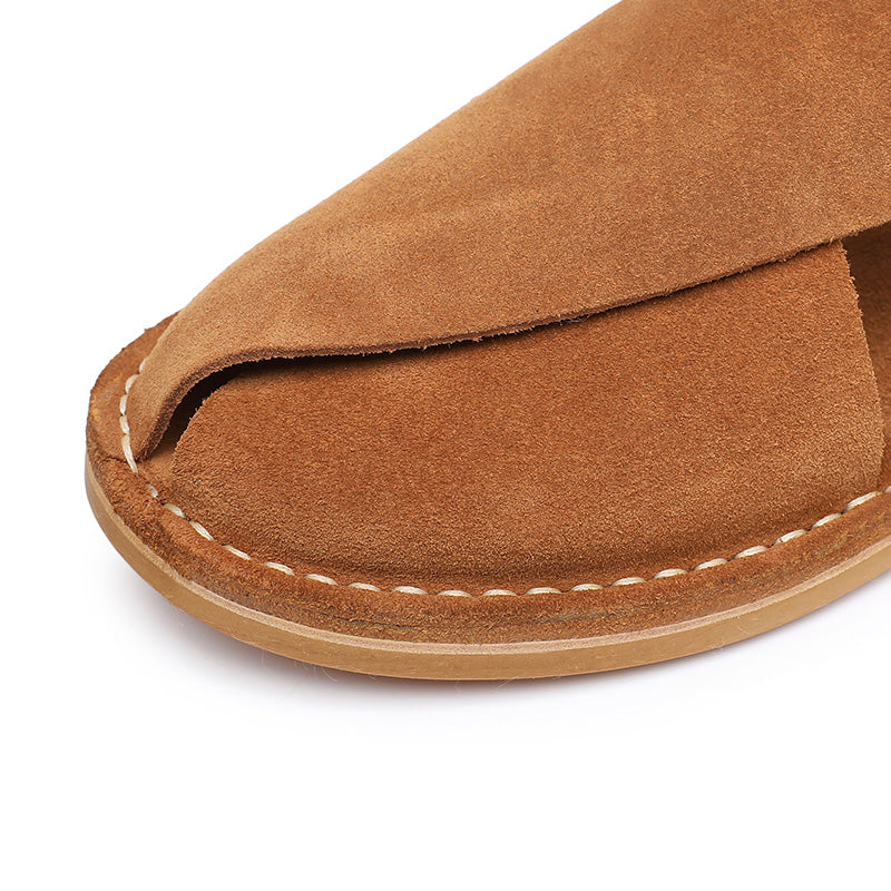 Men's Cross-Strap Sandals: Textured Surface & Minimalist Design