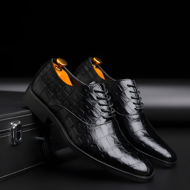 Men's Formal Oxfords Crocodile-Textured Leather Dress Shoes
