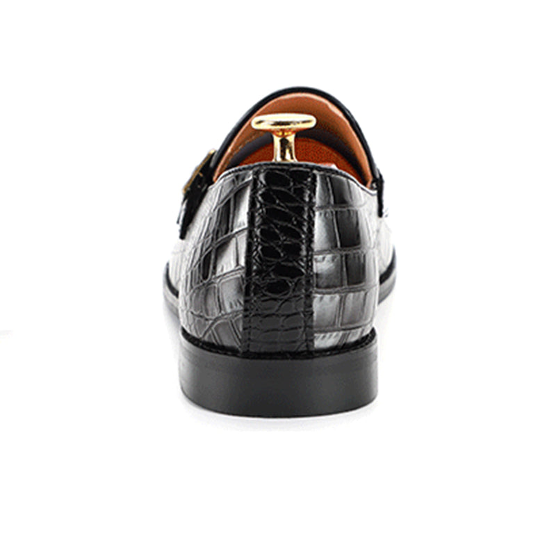 Men's Monk Strap Dress Shoes Crocodile Uppe Patchwork Style