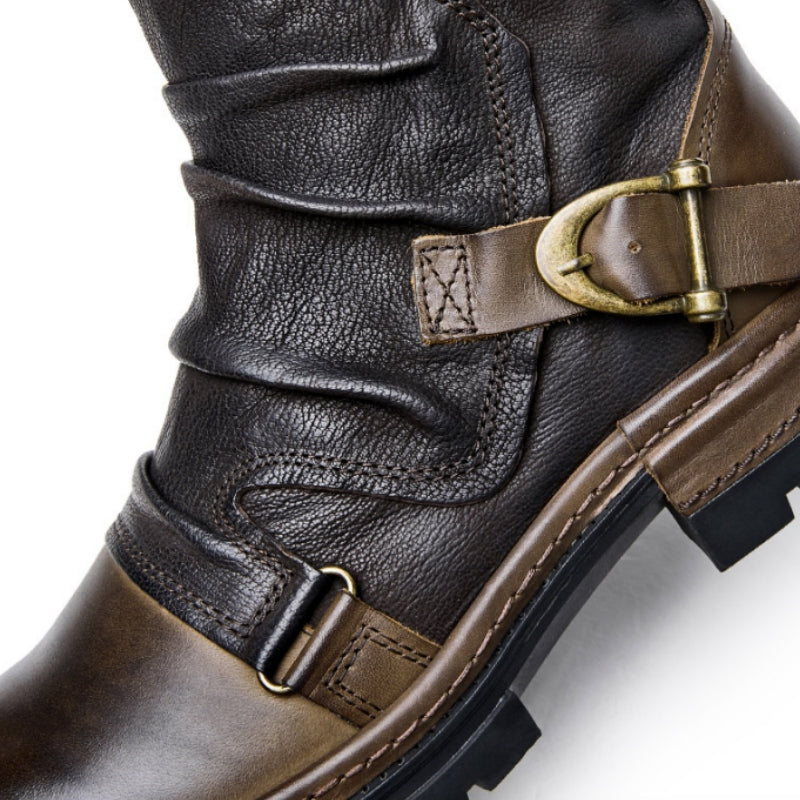 Martin Boots Vintage Workwear - Waxed Leather with Patchwork Buckle Design