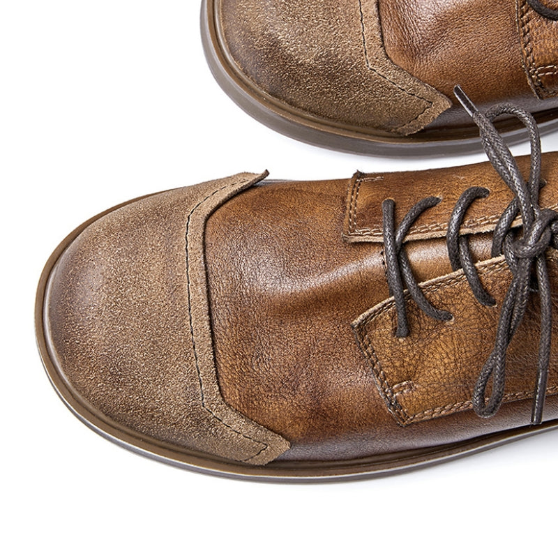 Calf Leather Derby Shoes for Men Patchwork Toe
