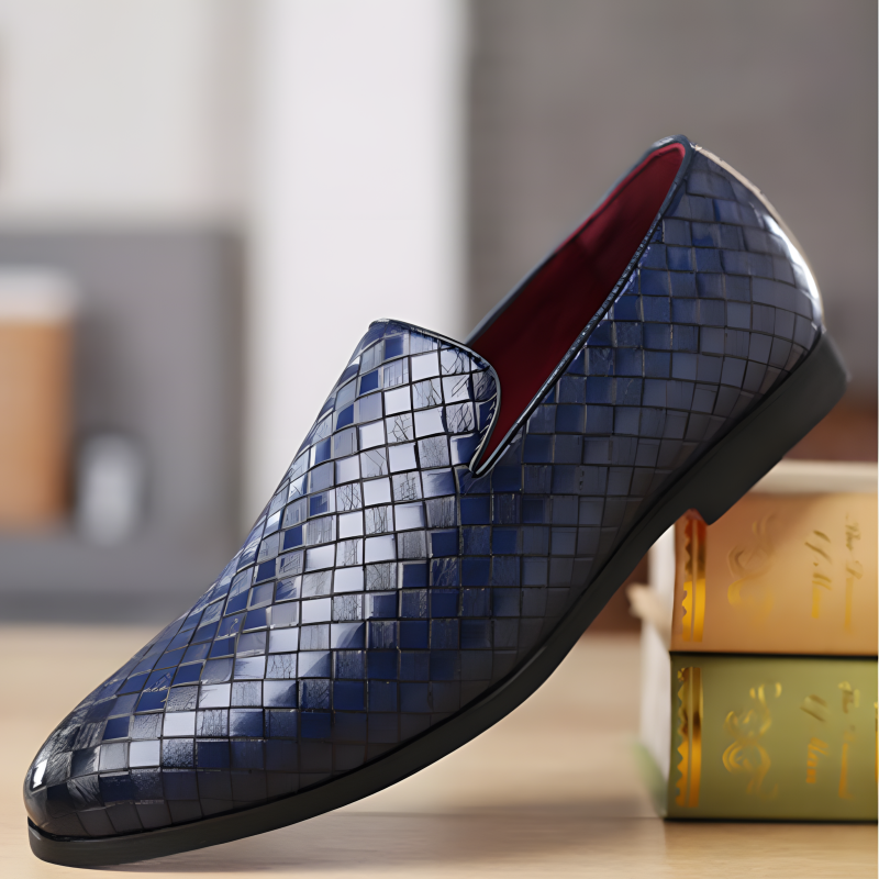 Men’s Loafers Woven Leather Slip-On Shoes