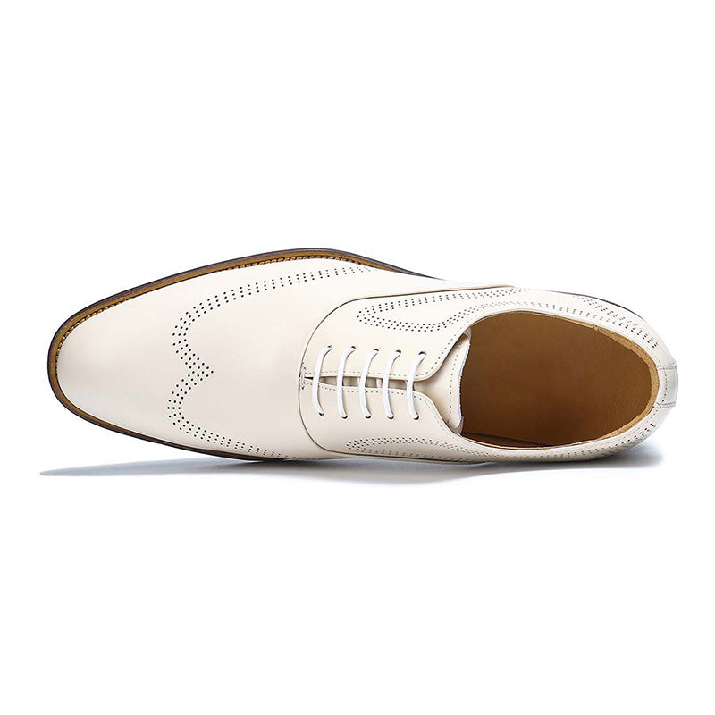Men’s White Brogue Oxford Shoes