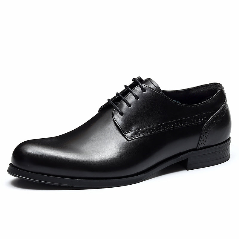 Men's Classic Derby Shoes Polished Leather & Decorative Stitching