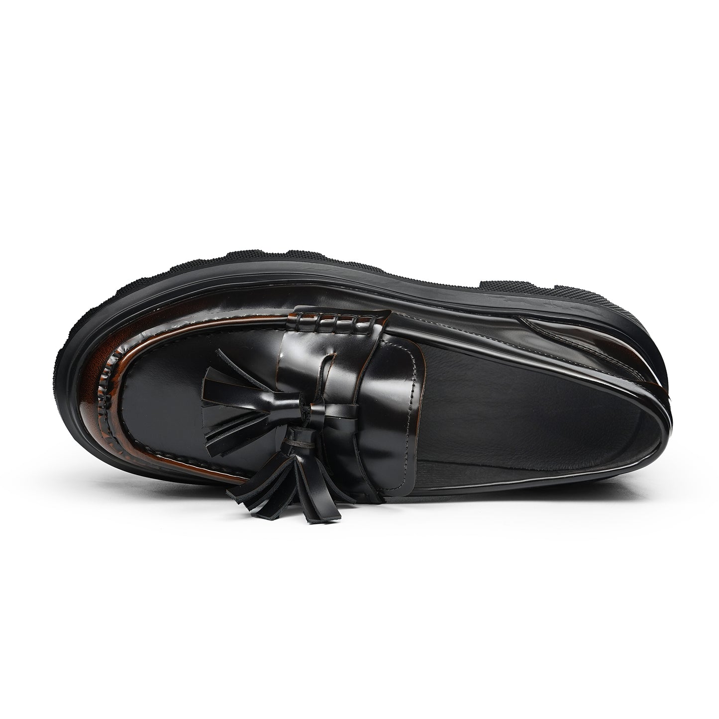 Men's Elevated Tassel Loafers: Architectural Sole & Dynamic Fringe Detailing