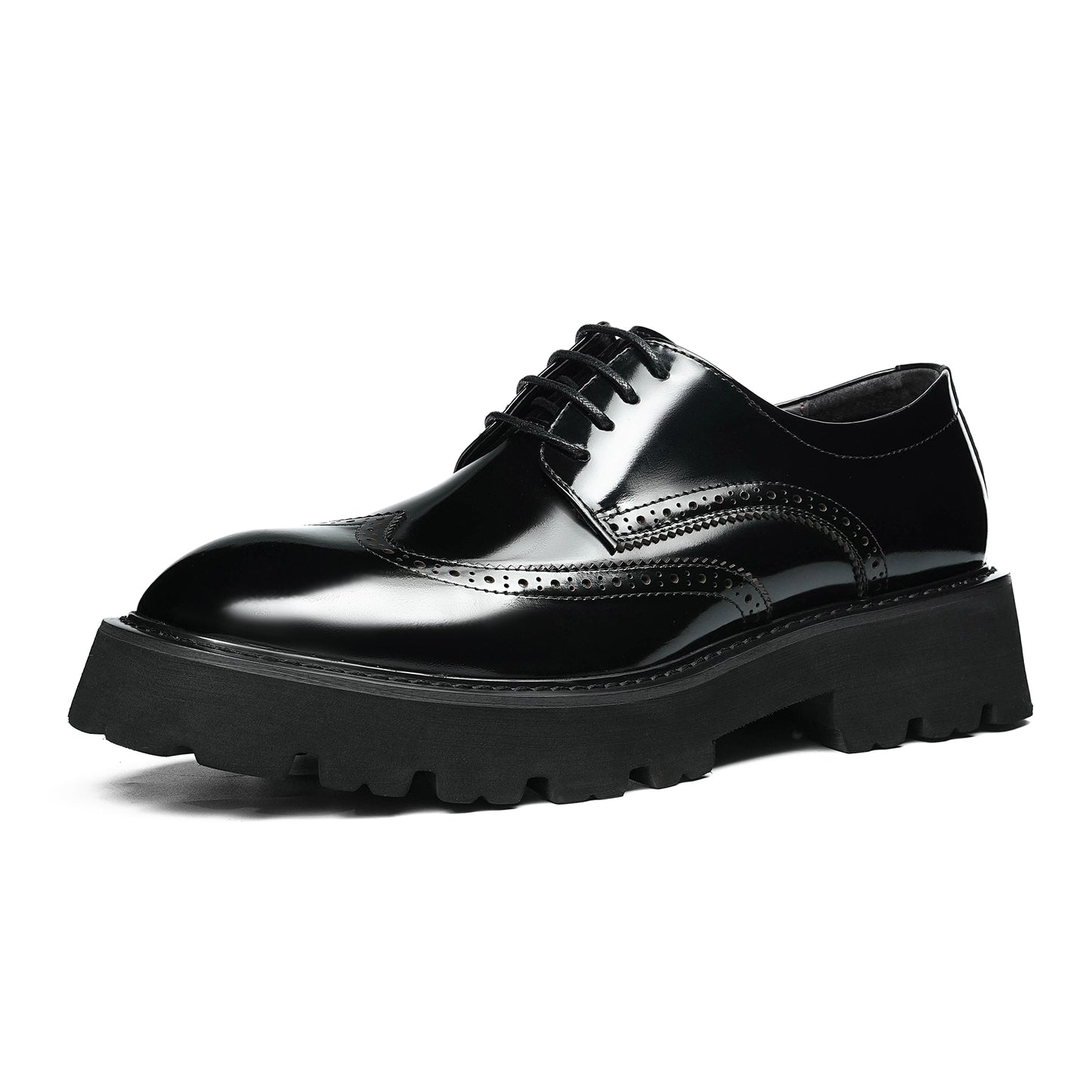 Men's Luminous Brogue Derby Shoes: Artisan Detailing & Timeless Sophistication