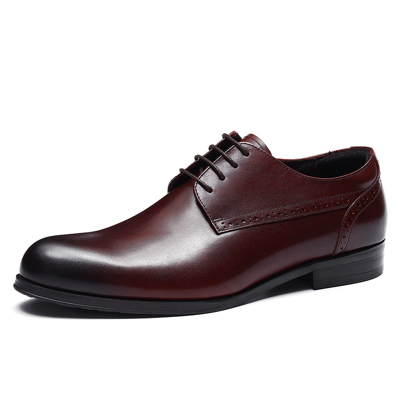Men's Classic Derby Shoes Polished Leather & Decorative Stitching
