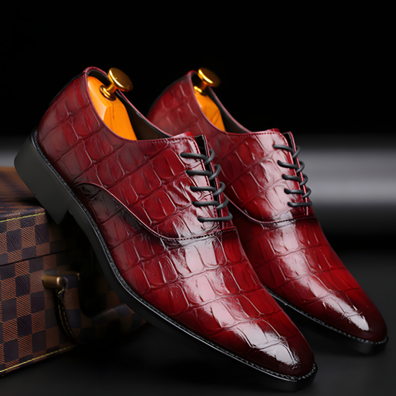 Men's Formal Oxfords Crocodile-Textured Leather Dress Shoes