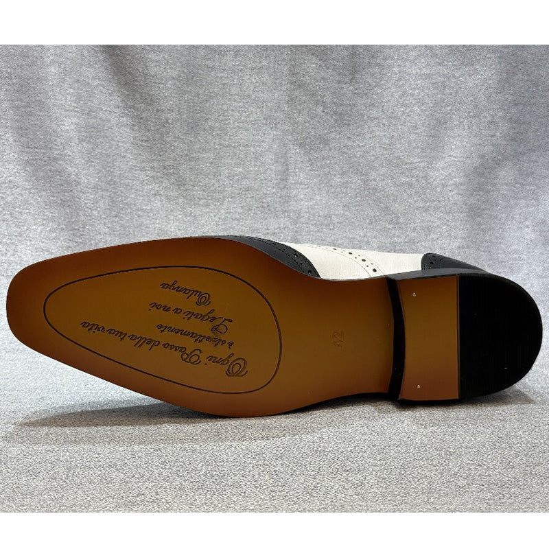 Men’s Oxford Shoes Black & White Wingtip Brogues