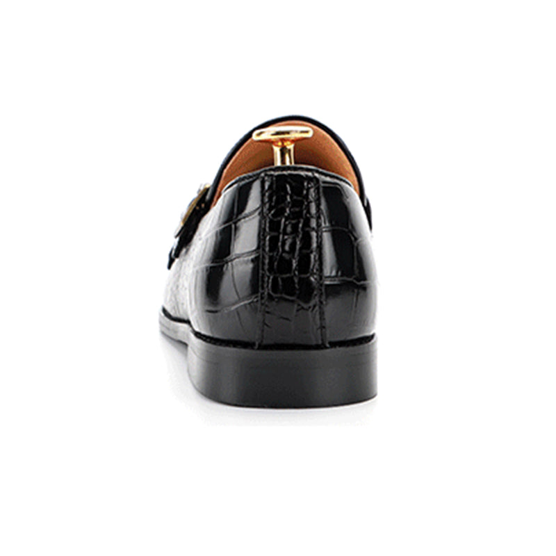 Men's Monk Strap Dress Shoes Crocodile Uppe Patchwork Style