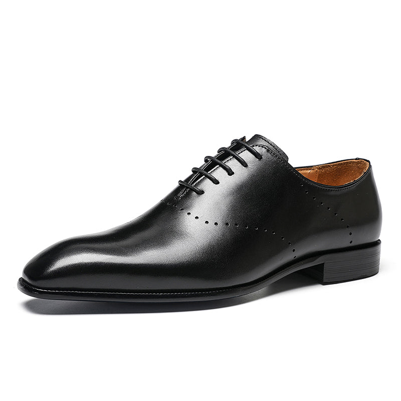 Men's Classic Oxford Shoes - Polished Leather & Precision Perforations