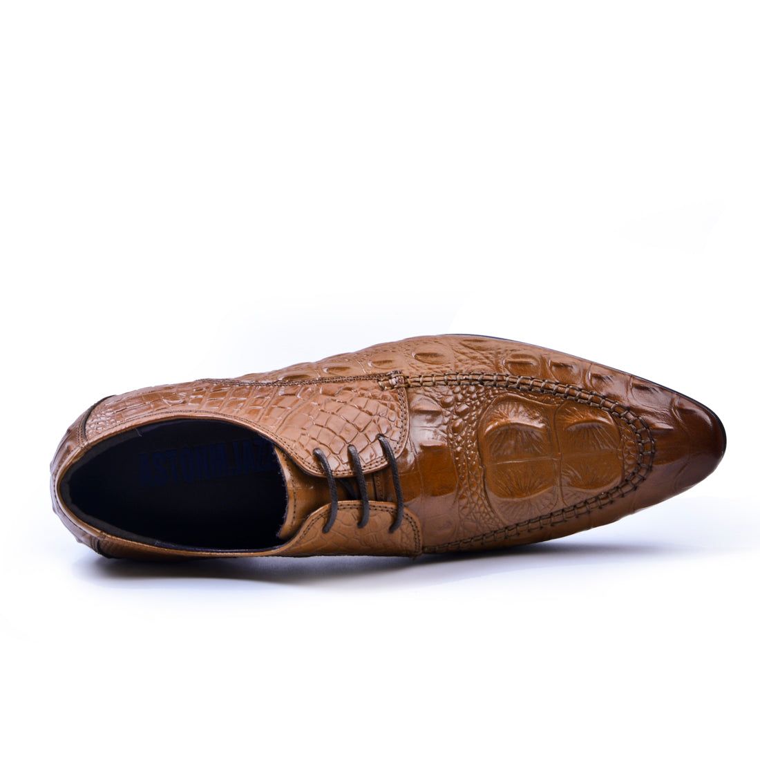 Men's Derby Crocodile-Textured Leather Shoes