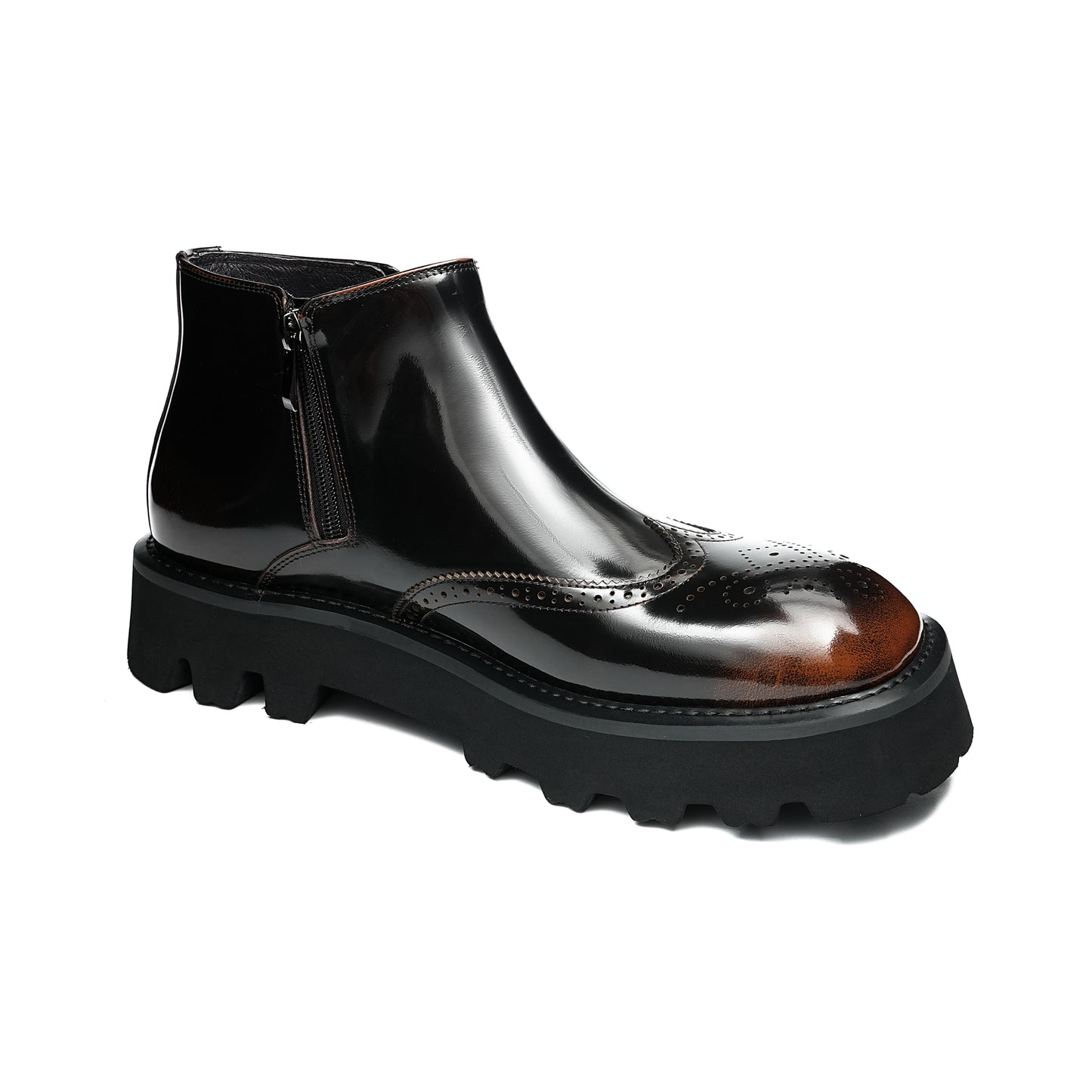 Artisan-Carved Men's Chelsea Boots: Elastic Ankle & Durable Sole Design