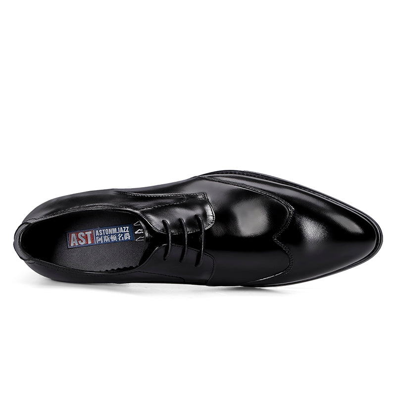 Men's Pointed-Toe Derby Shoes Premium Leather & Secure Lace-Up